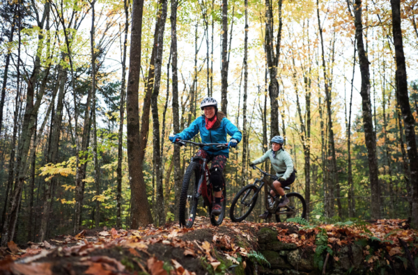 Woman and Kid on Bikes